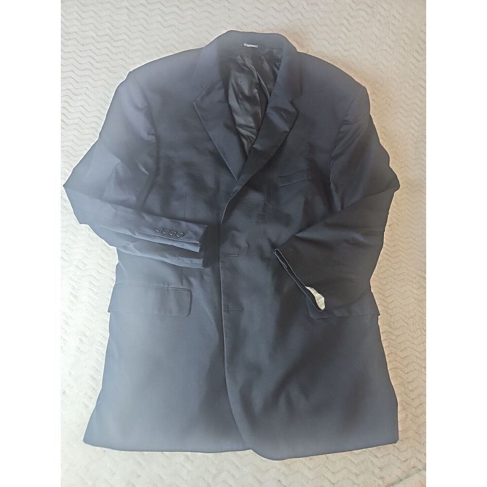 BIG & TALL TAILORED FIT Jos A. Bank Men's Navy Blue Solid Wool Blazer 50R